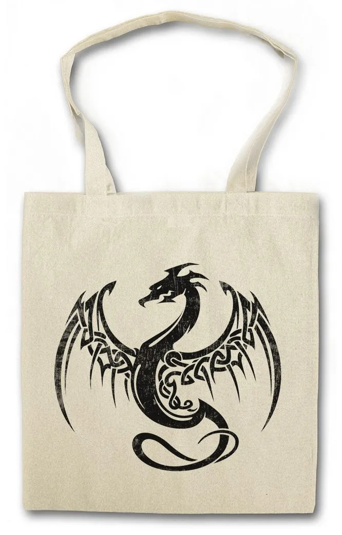 Urban Backwoods Beuteltasche Celtic Dragon I Stofftasche Kelten Knoten Keltisch Kreuz Cross Runen (1-tlg), Celts Religion Symbol Sign
