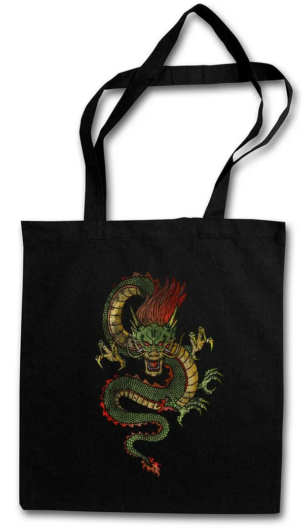 Urban Backwoods Beuteltasche Chinese Dragon Stofftasche Drache Fantasy Tattoo Monster Dungeons (1-tlg), Medieval Larp Oldschhool Art