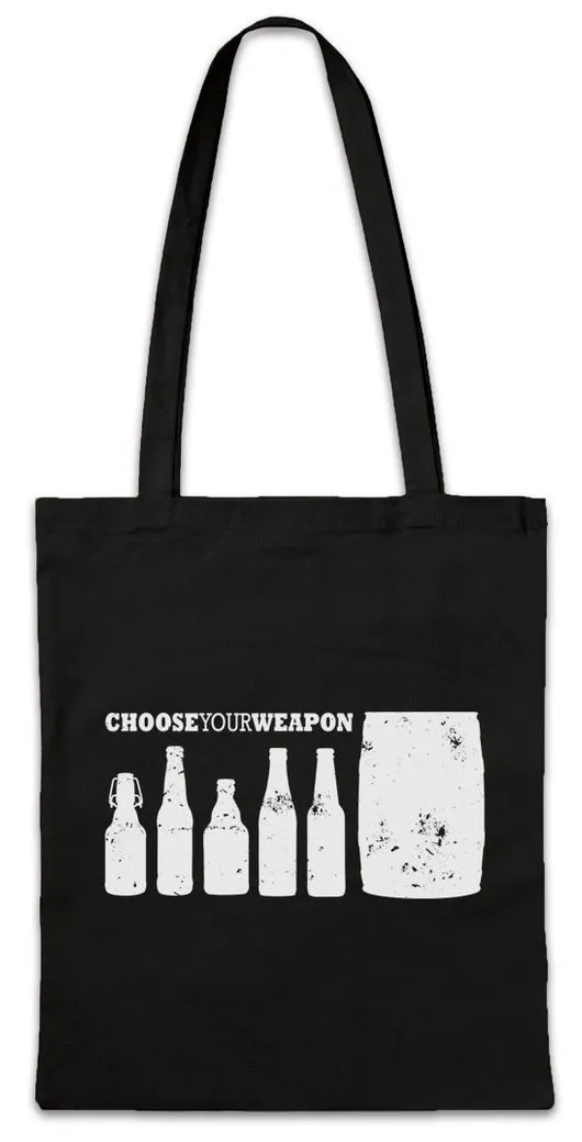 Urban Backwoods Beuteltasche Choose Your Weapons I Stofftasche Bottle Flaschen Alkohol Bier Wein (1-tlg), Whisky Whiskey Wodka Gin