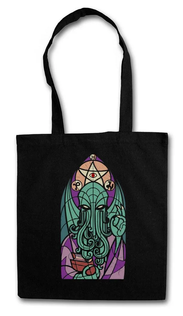 Urban Backwoods Beuteltasche Church Of Cthulhu Stofftasche Miskatonic Lovecraft Arkham Dunwich (1-tlg), Kathedrale Kirchenfenster Innsmouth Horror