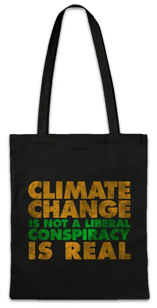 Urban Backwoods Beuteltasche Climate Change is Real Stofftasche Umweltschutz Save The World Green (1-tlg), Energy Animal Welfare Protect