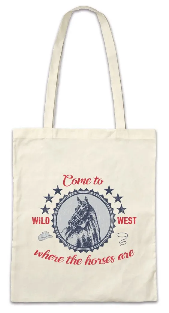 Urban Backwoods Beuteltasche Come To The Wild West Stofftasche Horse Pferd Rodeo Sport Cowgirl (1-tlg), Cowboy Western Reiten Reiter