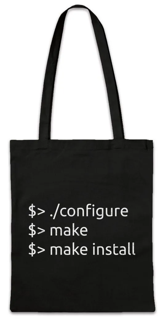 Urban Backwoods Beuteltasche Configure Make Install Stofftasche Informatik Computer PC IT Nerd Geek (1-tlg), Admin Programmierer Sysadmin Coder
