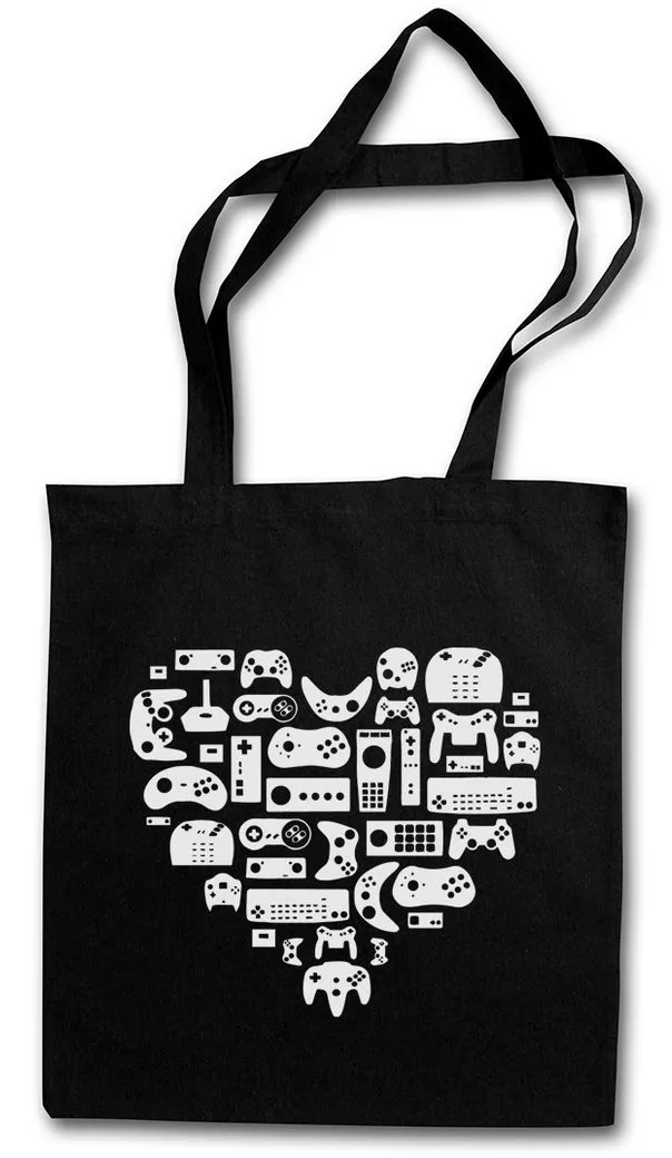 Urban Backwoods Beuteltasche Controller Heart I Stofftasche Retro Gamer Controller Video Game (1-tlg), Joystick TV 80s Eighties