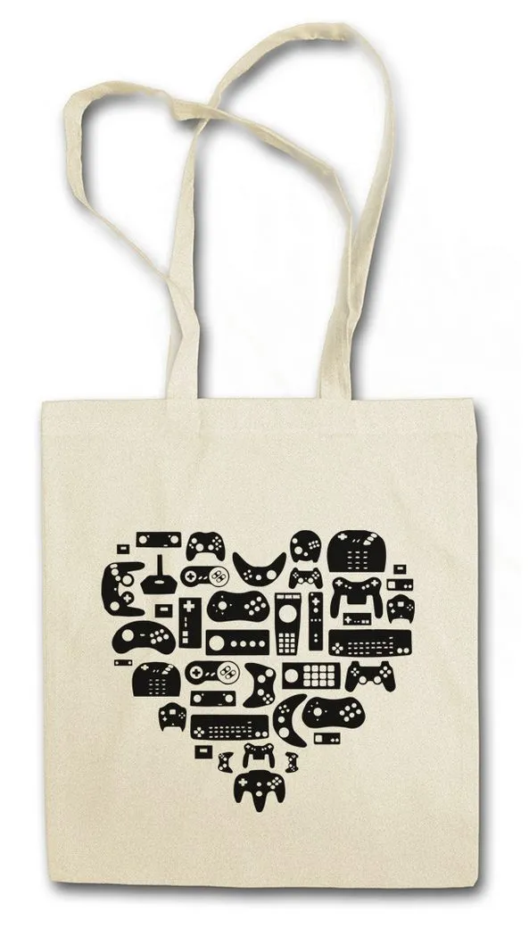 Urban Backwoods Beuteltasche Controller Heart II Stofftasche Retro Gamer Controller Video Game (1-tlg), Joystick TV 80s Eighties
