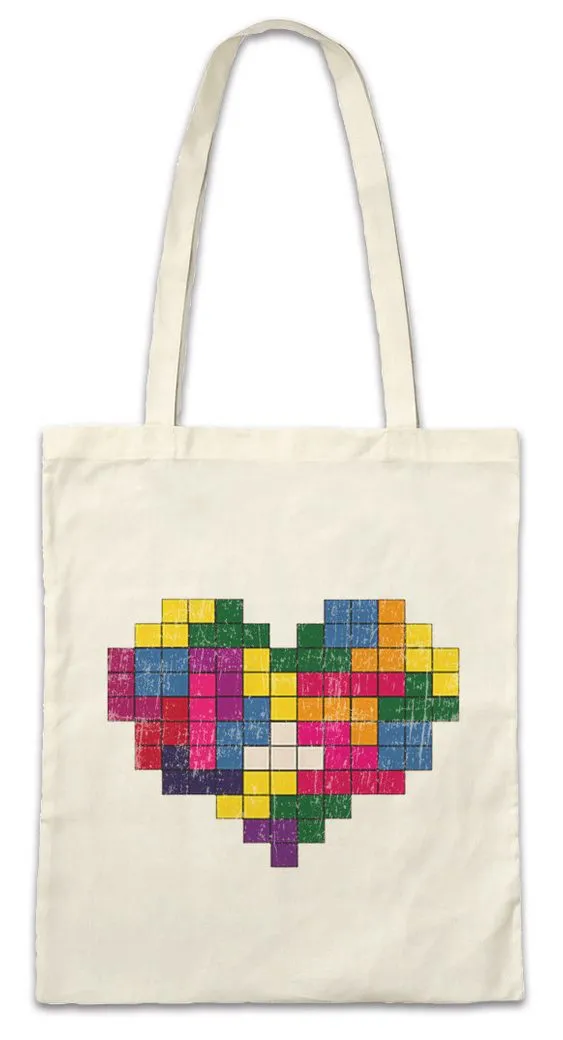 Urban Backwoods Beuteltasche Cube Heart Stofftasche Gamer Magic Gaming Pixel Würfel Zauberwürfel (1-tlg), Games Pixel Retro Arcade
