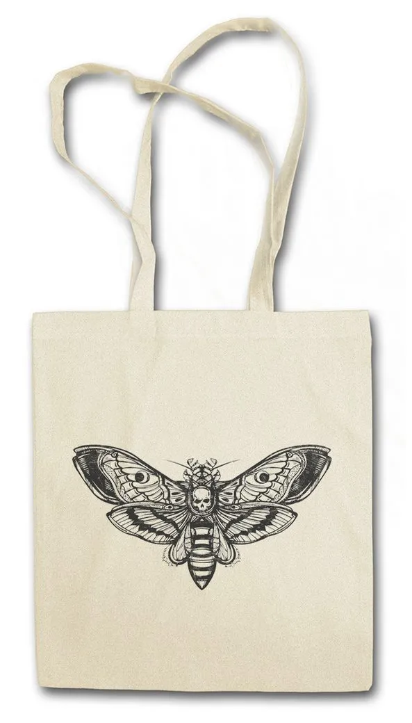 Urban Backwoods Beuteltasche Death Moth Stofftasche Motte Dead Skelett Skeleton Black White Mothman (1-tlg), Insekt Horror Silence Insekten