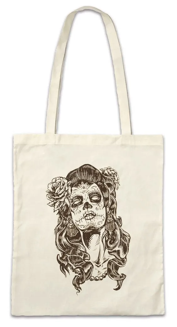 Urban Backwoods Beuteltasche Dia de Muertos I Stofftasche Mexican Sugar Skull Schädel Mexiko Tattoo (1-tlg), Gang Latino Mexico Latino