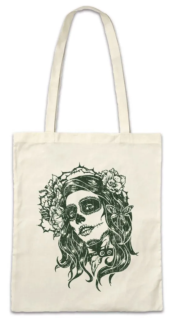 Urban Backwoods Beuteltasche Dia de Muertos II Stofftasche Mexican Sugar Skull Schädel Mexiko (1-tlg), Tattoo Gang Latino Mexico