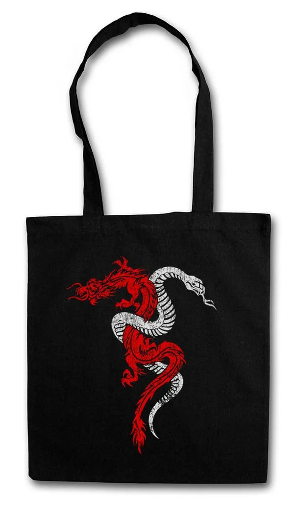 Urban Backwoods Beuteltasche Dragon & Snake Sign Stofftasche Serpent Drache Schlange Tattoo RPG (1-tlg), Dungeons Role Play Game