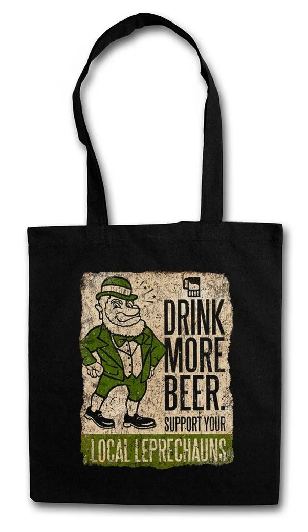 Urban Backwoods Beuteltasche Drink More Ganshers Fun Stofftasche Kobold Beißer Leprechauns Support (1-tlg), Your Local Ireland Irland
