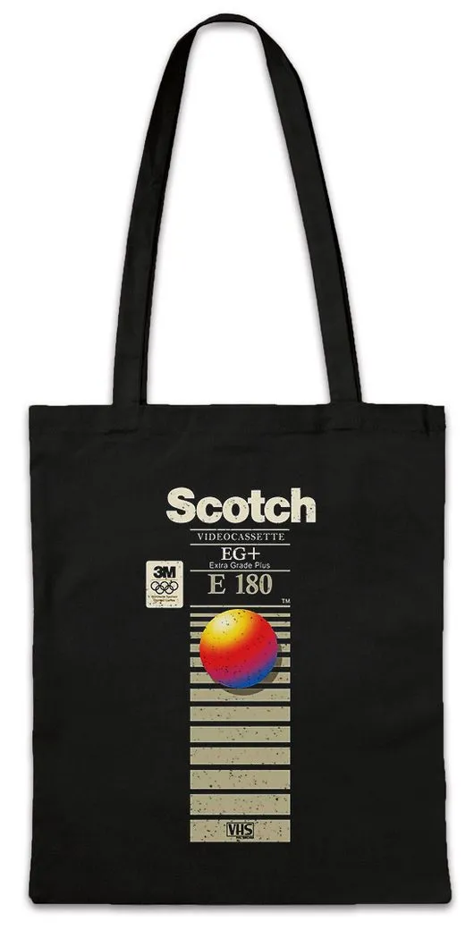 Urban Backwoods Beuteltasche E180 Videocassette Stofftasche Retro Vintage VHS Tape Scotch Kassette (1-tlg), Viedeo Player 80s Eighties