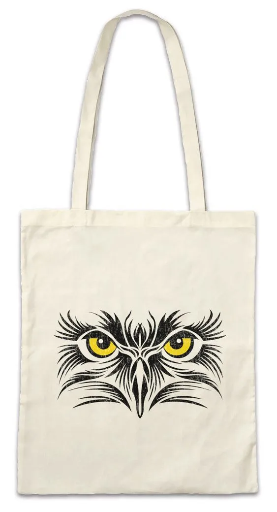 Urban Backwoods Beuteltasche Eagle Eyes Stofftasche Adler Augen Eagles Eye Tattoo Vogel Vögel (1-tlg), Staring Bird Birds USA