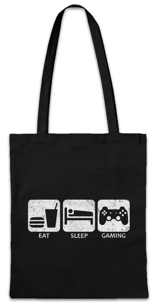 Urban Backwoods Beuteltasche Eat Sleep Gaming Stofftasche Gamer Gaming Arcade PC Konsole Joypad (1-tlg), Computer VG Video Console