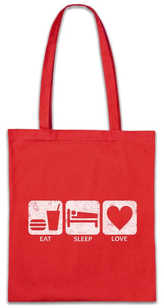 Urban Backwoods Beuteltasche Eat Sleep Love Stofftasche Liebe Herz Heart Freie Free Gay 60s Hippie (1-tlg), Flower Power Sechziger 60er
