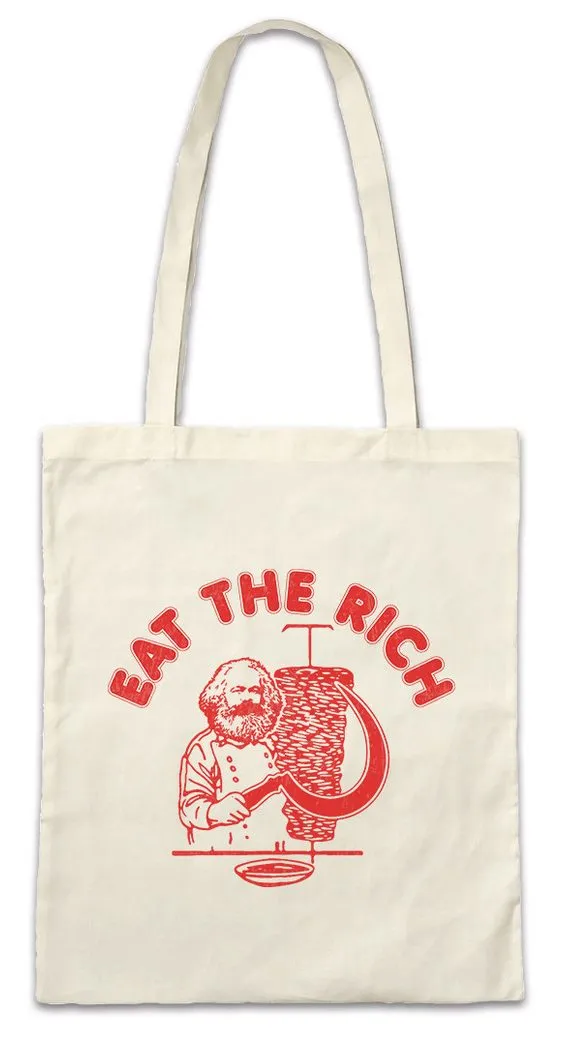 Urban Backwoods Beuteltasche Eat The Rich Stofftasche Karl Socialism Communism Marx Kebap DDR Döner (1-tlg), Politik Anti Kapitalismus