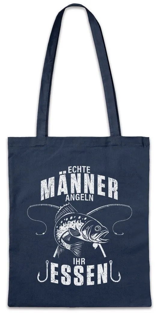 Urban Backwoods Beuteltasche Echte Männer Angeln Stofftasche Angler Fischer Verein Fishing Fish (1-tlg), Sport Haken Fisch Meer