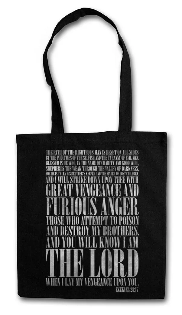 Urban Backwoods Beuteltasche Ezekiel 25:17 Stofftasche Pulp Vega Movie Kult Fiction Film Gangster (1-tlg), Movie Vincent Tarantino Quote