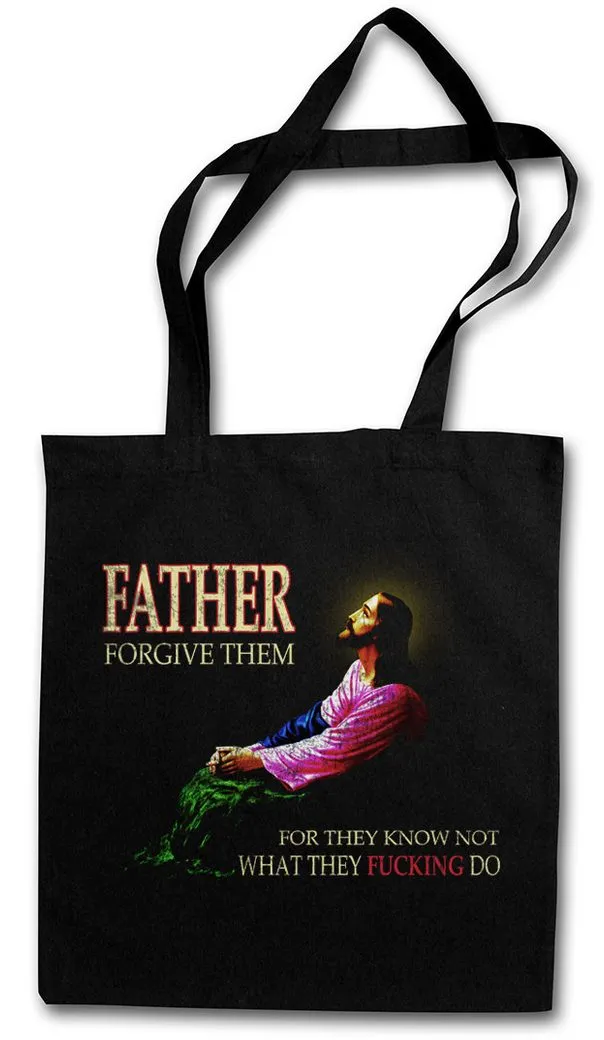 Urban Backwoods Beuteltasche Father Forgive Them Stofftasche Jesus Christ Christus Kirche Religion (1-tlg), Messiah Messias Apocalypse Ufo