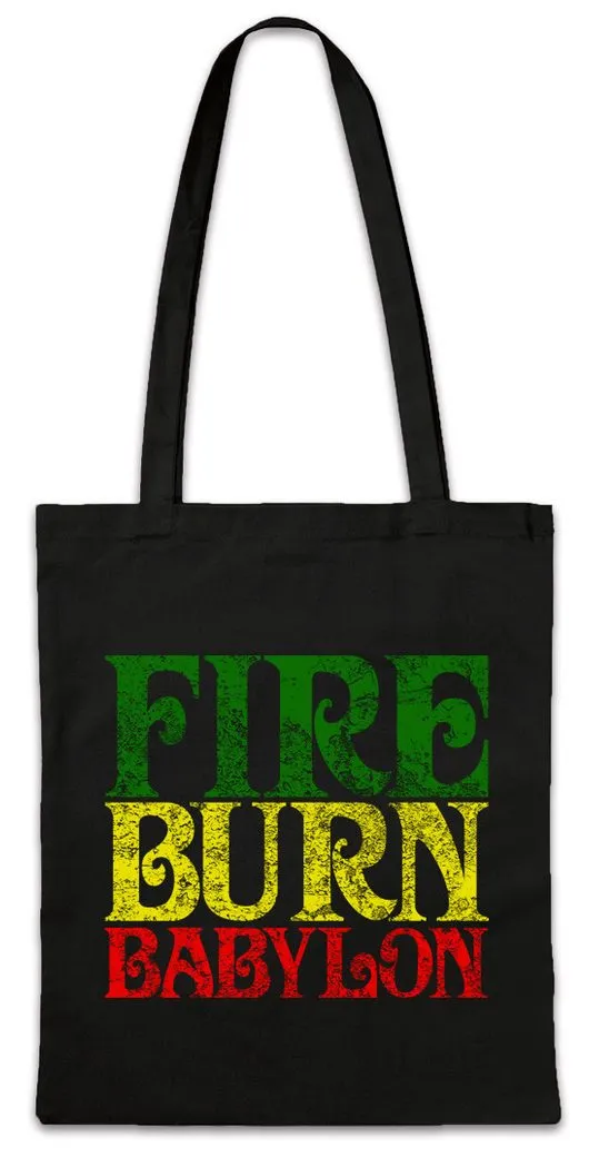 Urban Backwoods Beuteltasche Fire Burn Babylon Stofftasche Reggae Music Jah Babylon Musik Rastafari (1-tlg), Reggae Marley Irie Ska
