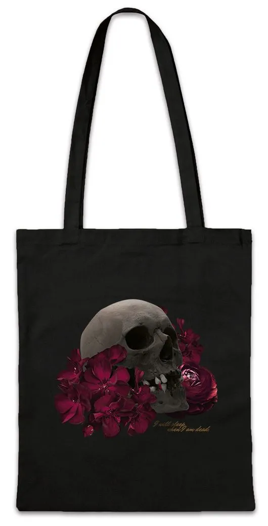 Urban Backwoods Beuteltasche Flower Skull Stofftasche Blumen Fleurs Schädel Totenkopf Tattoo Gothic (1-tlg), Dark Romantic Dark Totenschädel