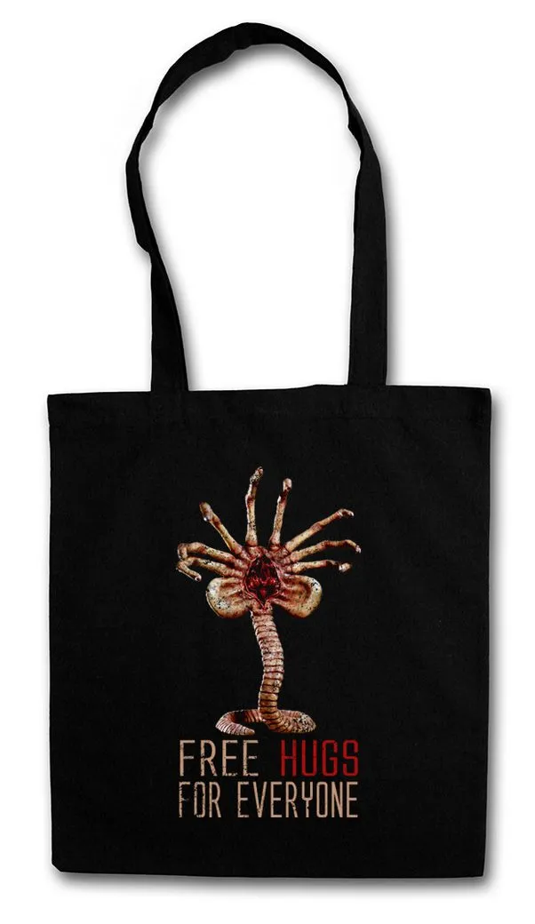 Urban Backwoods Beuteltasche Free Hugs For Everyone Stofftasche Promethues Weyland Ripley Alien (1-tlg), Nostromo Yutani Corp Facehugger