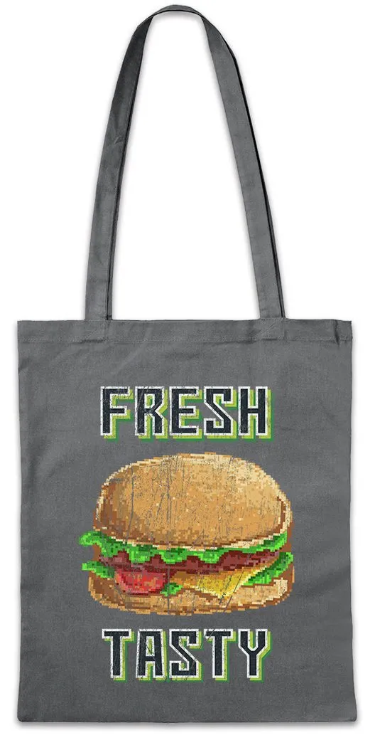 Urban Backwoods Beuteltasche Fresh Tasty Stofftasche Hamburger Burger Fun heeseburger Fast Food (1-tlg), Gamer Gaming Games Pixel