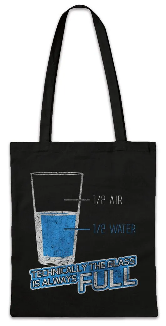 Urban Backwoods Beuteltasche Glas Always Full Stofftasche Optimist Optimistic Comedian Comedy Fun (1-tlg), Halb Voll Fasching Karneval