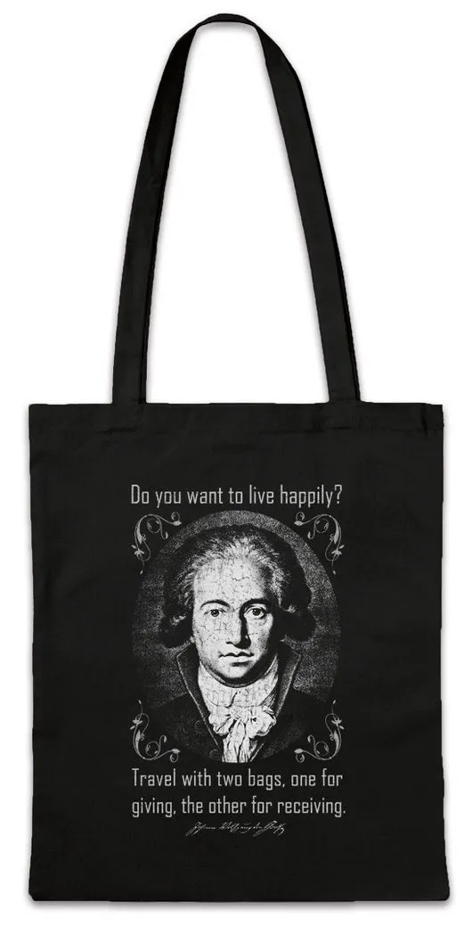 Urban Backwoods Beuteltasche Goethe To Live Happily Stofftasche Johann Wolfgang Von Faust Romantik (1-tlg), Sturm Drang Werther Do