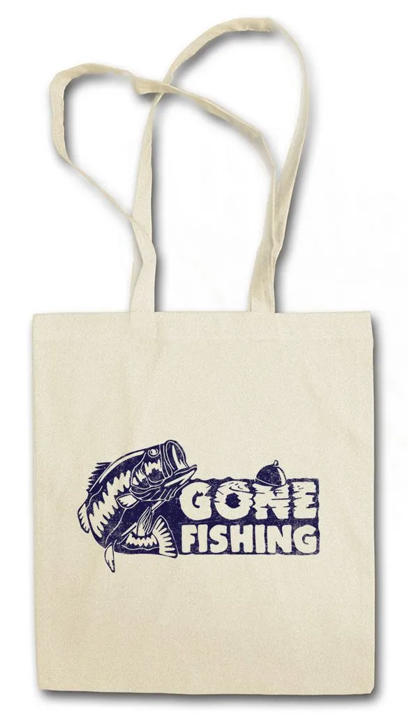 Urban Backwoods Beuteltasche Gone Fishing Stofftasche Skelett Fischskelett Fisch Fischen Angeln (1-tlg), Angel Angler Fluss See