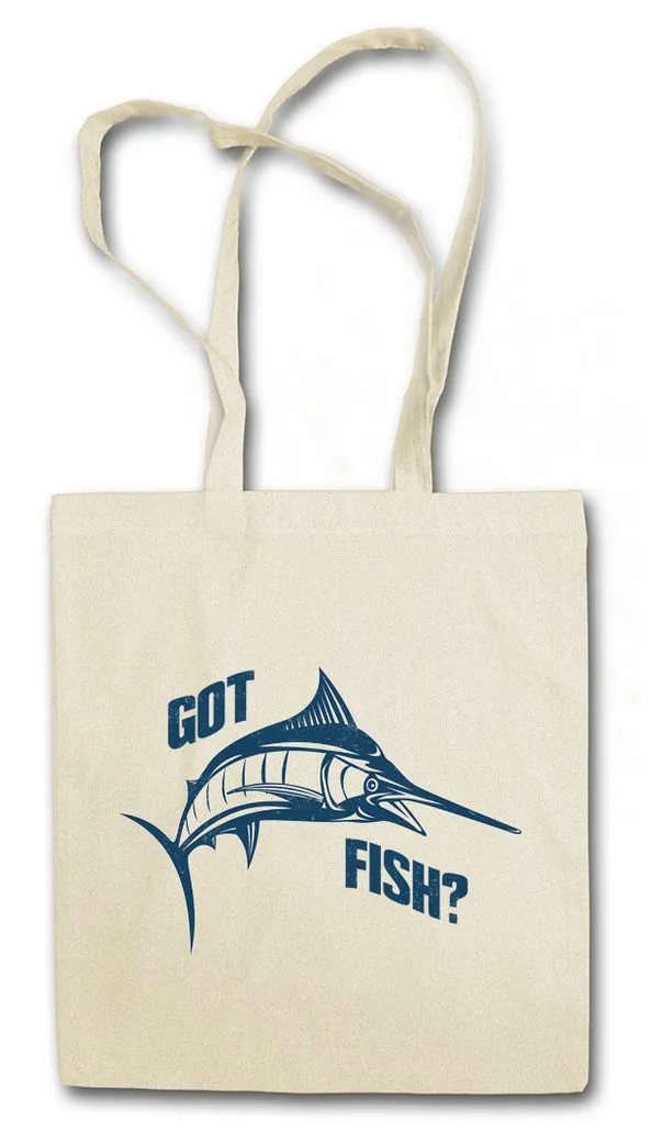 Urban Backwoods Beuteltasche Got Fish? Stofftasche Schwertfisch Swordfish Angeln Angler Harpune (1-tlg), Skelett Fischskelett Fisch Fischen