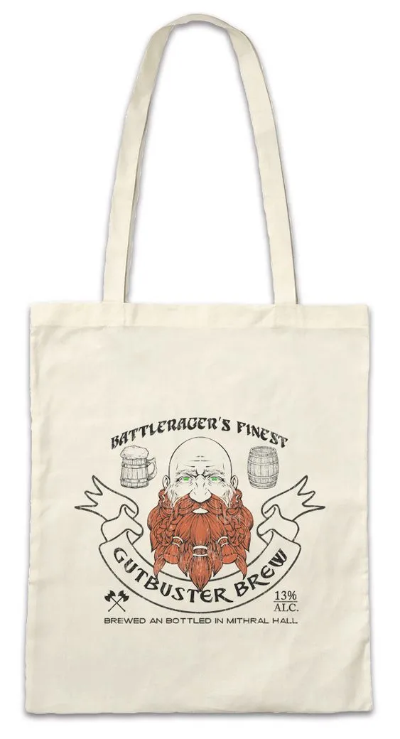 Urban Backwoods Beuteltasche Gutbuster Brew Stofftasche The Legend Drow Drizzt Dark Elf Trilogy (1-tlg), Dwarf Dwarfd Battlehammer Roddy