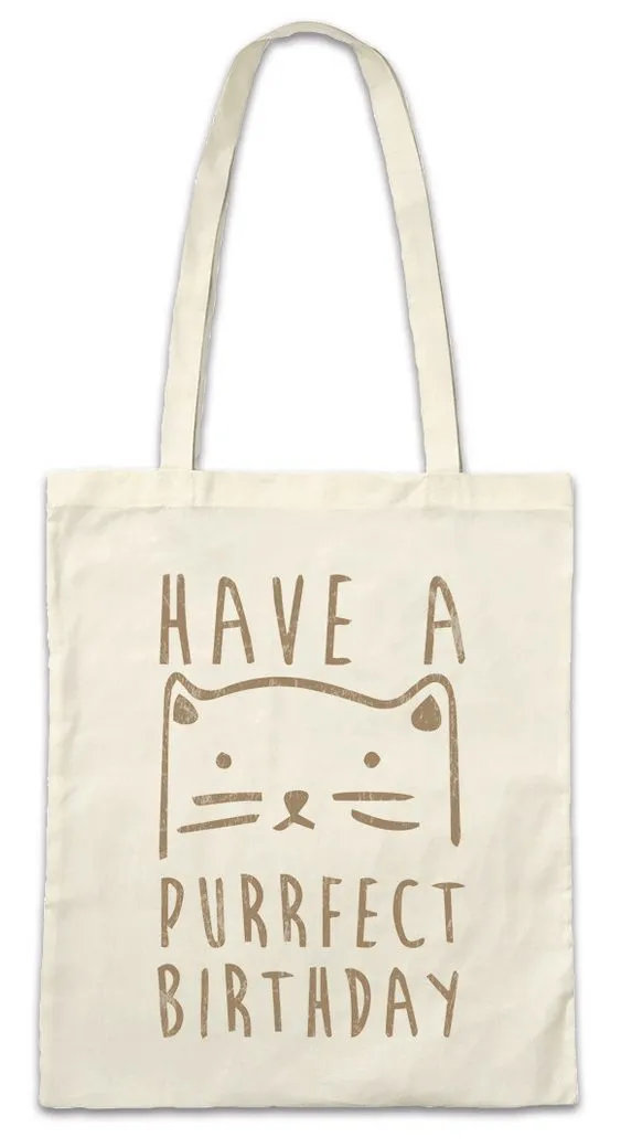 Urban Backwoods Beuteltasche Have A Purrfect Birthday Stofftasche Meow Cats Cat Katze Katzen Kitty (1-tlg), Kitten Birthday Liebe Love