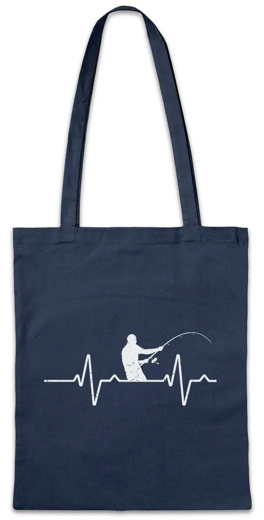 Urban Backwoods Beuteltasche Heart Rate Fishing Stofftasche Angeln Angler Fischer Hochsee Fisch (1-tlg), Verein Sport Hochsee Meer