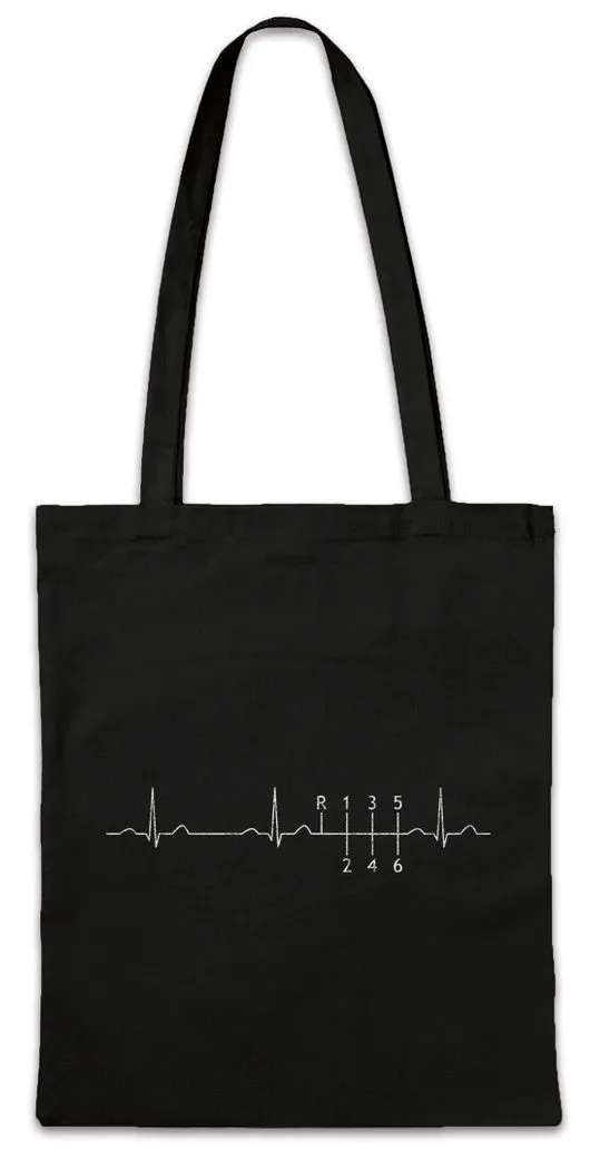 Urban Backwoods Beuteltasche Heartbeat Gear Shift Stofftasche race Racing Car Driver Rennfahrer (1-tlg), Auto Petrol Head Rennen