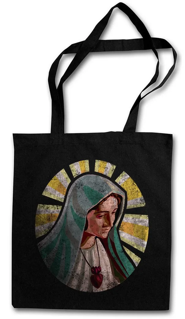 Urban Backwoods Beuteltasche Holy Mary Stofftasche Heilige Maria Mutter Gottes God Kirche Glaube (1-tlg), Christentu Jesus Gott Rosenkranz