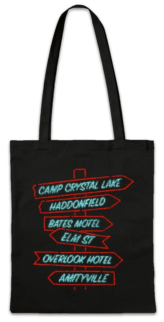 Urban Backwoods Beuteltasche Horror Signs Stofftasche Camp Haddonfield Friday Halloween Crystal (1-tlg), Abtes Lake Motel Psycho