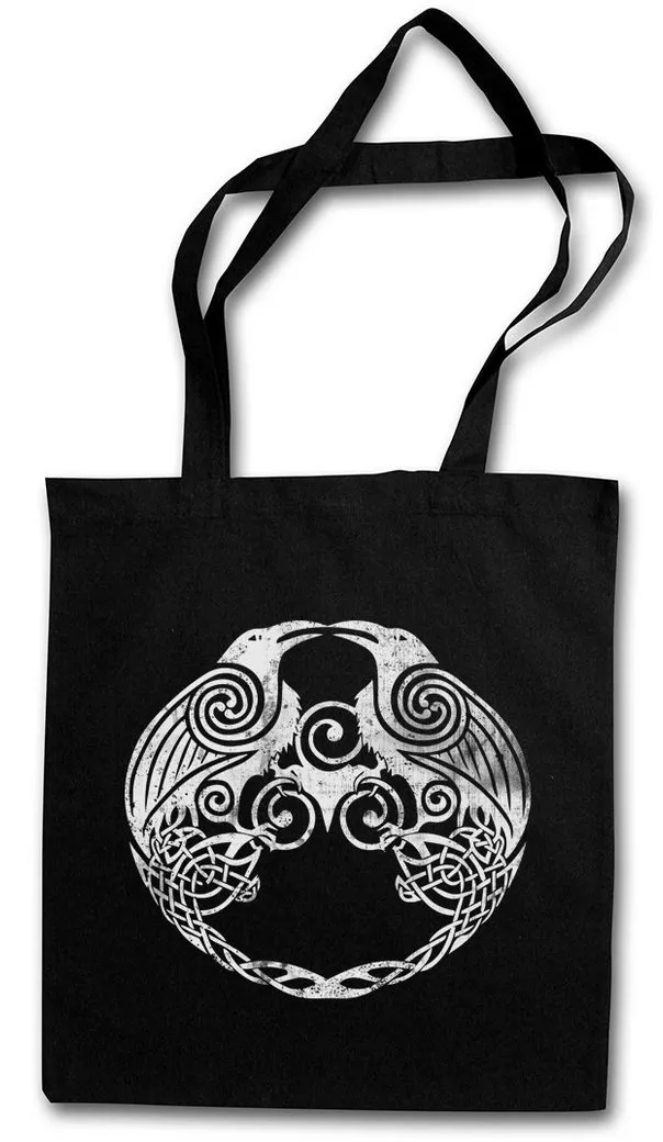 Urban Backwoods Beuteltasche Hugin And Munin II Stofftasche Thor Mjölnir Loki Midgard Wikinger (1-tlg), Odhin Hugin Raben Munin