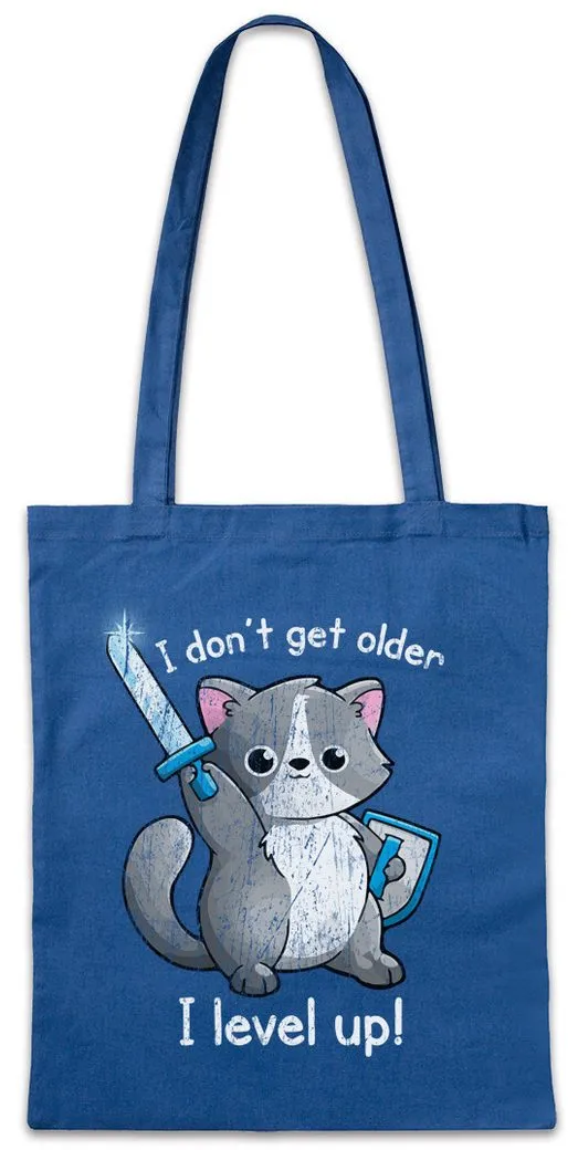 Urban Backwoods Beuteltasche I Don't Get Older I Level Up Cat Stofftasche Cat Katze Katzen Liebe (1-tlg), Love Addicted Dungeons Pen