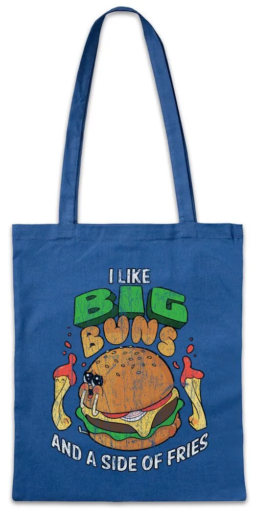 Urban Backwoods Beuteltasche I Like Big Buns Stofftasche Grillen Barbecue Grill Chef Meister Burger (1-tlg), BBQ Cheese Ketchup Mustard
