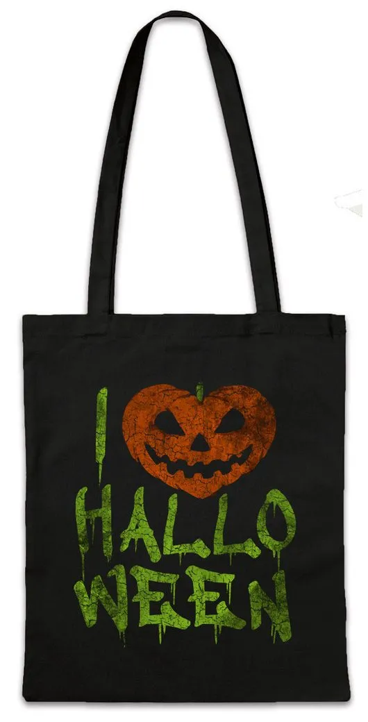 Urban Backwoods Beuteltasche I Love Halloween Stofftasche Kürbis Gesicht Laterne Samhain Pumpkin (1-tlg), Suppe Nightmare Albtraum Before