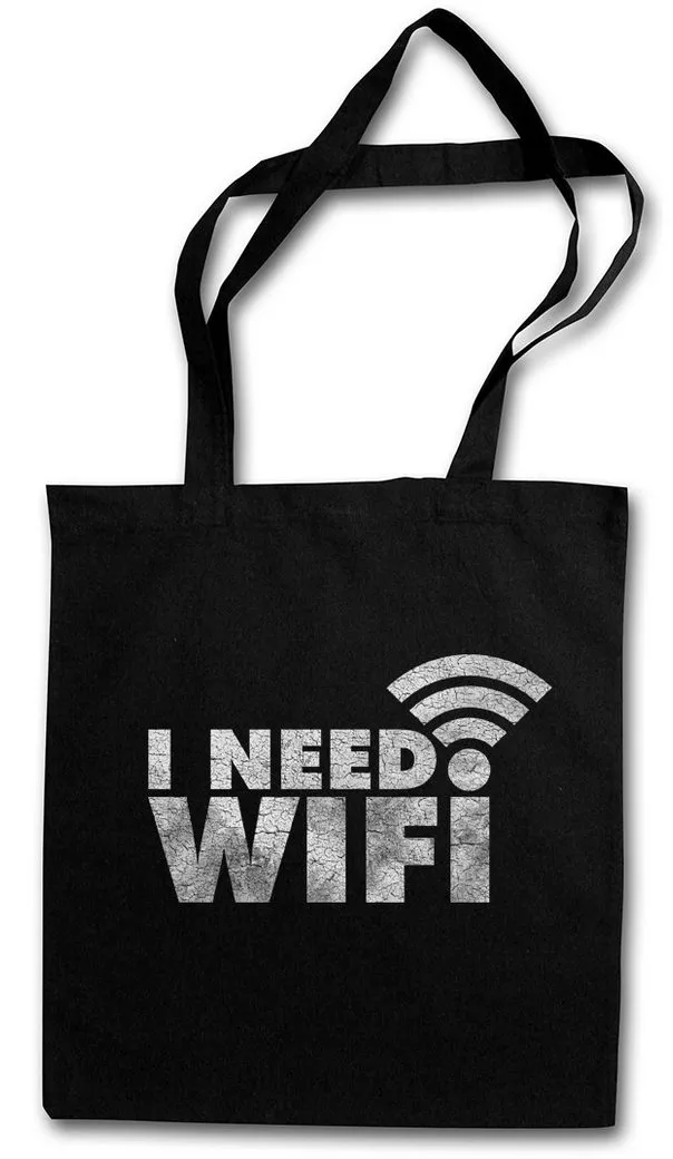 Urban Backwoods Beuteltasche I Need Wifi Stofftasche Smartphone Handy Internet Addicted Süchtig (1-tlg), Smombie Wlan Lan Wireless