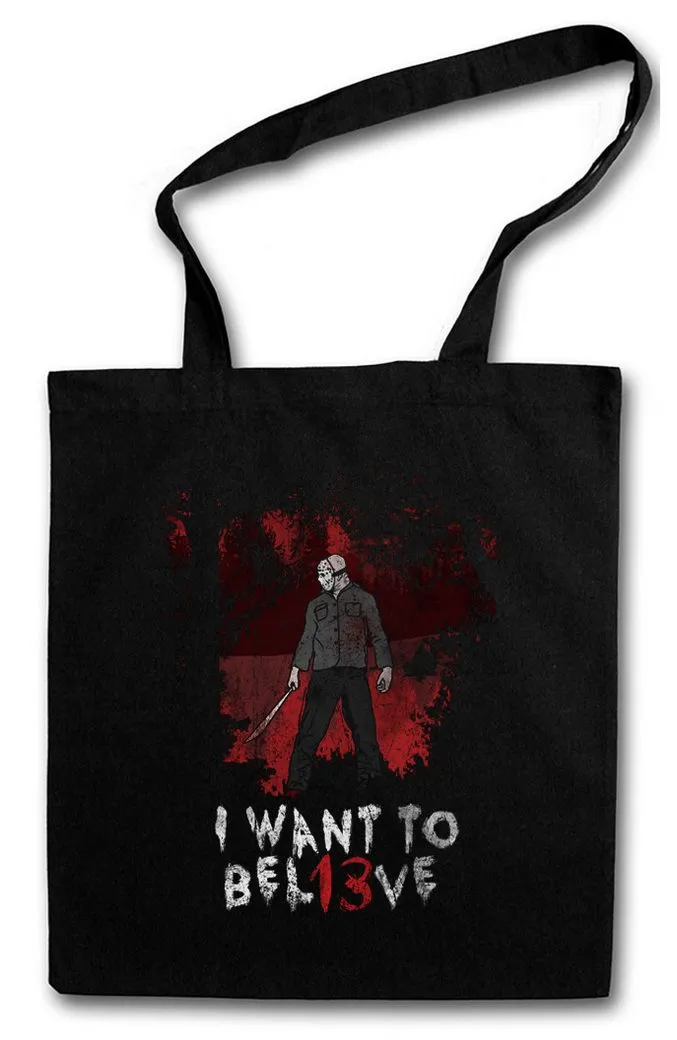 Urban Backwoods Beuteltasche I Want To Bel13ve Stofftasche Freitag Horror 13 Vorhees Friday Jason (1-tlg), Horror 13th Camp Crystal