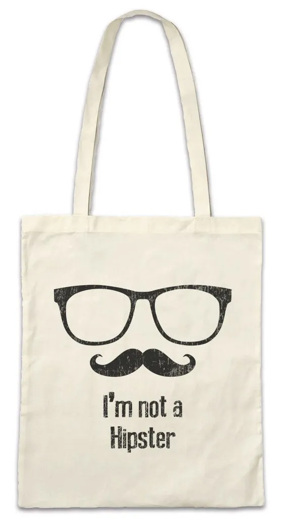Urban Backwoods Beuteltasche I'm Not A Hipster Stofftasche Bart Beard Glasses Brille Moustache (1-tlg), Indie Schnäuzer Mustache Fun