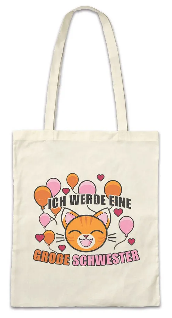 Urban Backwoods Beuteltasche Ich Werde Große Schwester Stofftasche Fun Baby Kleiner Bruder Kind (1-tlg), Geburt Nachwuchs Geschwister