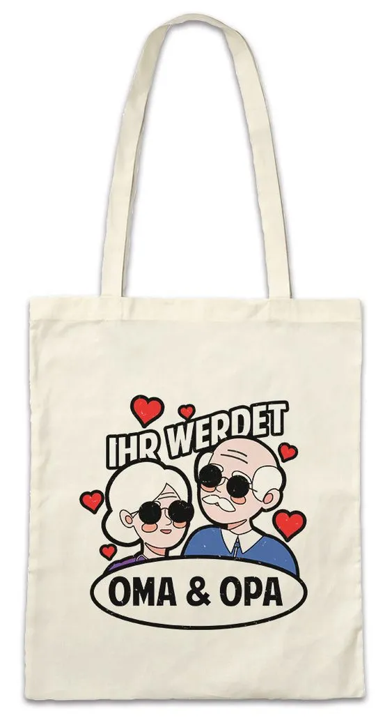 Urban Backwoods Beuteltasche Ihr Werdet Oma und Opa Stofftasche Opi Großvater Omi GroßmutterBaby (1-tlg), Großeltern Familie Nachwuchs