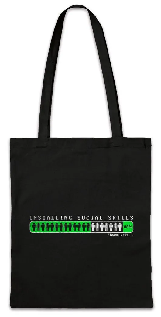 Urban Backwoods Beuteltasche Installing Social Skills Stofftasche Misathrop Geek Nerd Outsider (1-tlg), Informatiker Sozialphobie Sozial Phobiker