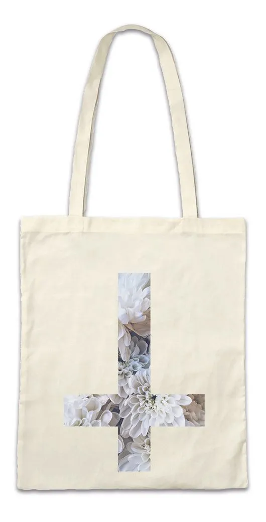 Urban Backwoods Beuteltasche Inverted Flower Cross Stofftasche Umgedrehtes Kreuz Symbol Pentagram (1-tlg), 666 Satan Okkult Blumenkreuz