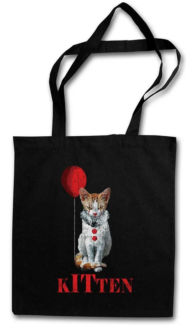 Urban Backwoods Beuteltasche It Kitten Stofftasche Es It Fun Katze Katzen Cat Cats Ballon Balloon (1-tlg), Killer Movie Clown Meow