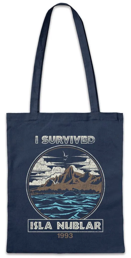 Urban Backwoods Beuteltasche Jurrasic Island Stofftasche Park Logo Symbol Sign Dinosaurier Dinosaur (1-tlg), Jurrasic Tyrannosaurus Rex Schild